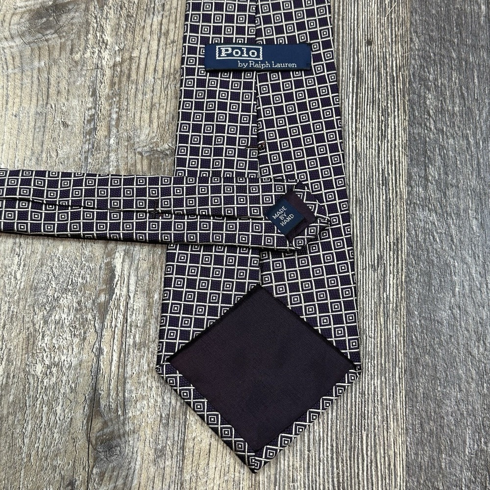Polo Ralph Lauren Men's Deep Purple Geometric Silk‎ Tie USA Necktie Business